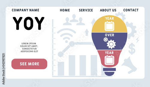 YOY - Year Over Year acronym. business concept background.  vector illustration concept with keywords and icons. lettering illustration with icons for web banner, flyer, landing