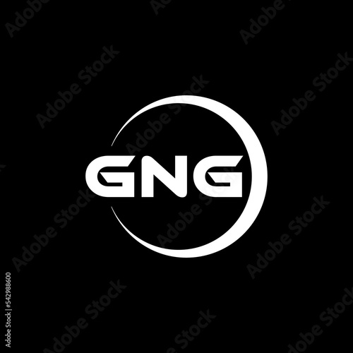 GNG letter logo design with black background in illustrator, vector logo modern alphabet font overlap style. calligraphy designs for logo, Poster, Invitation, etc. photo