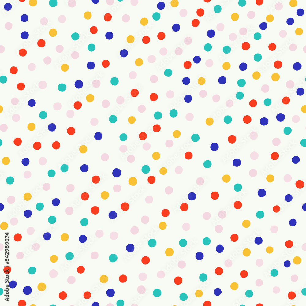 Abstract seamless pattern with hand drawn small dots. Vector polka dot texture. Cute and simple background with multicolored chaotic dots Abstract seamless pattern with hand drawn small dots. Vector polka dot texture. Cute and simple background with multicolored chaotic dots