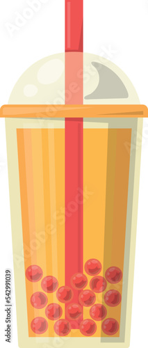 Boba tea icon. Plastic cup with bubble milk
