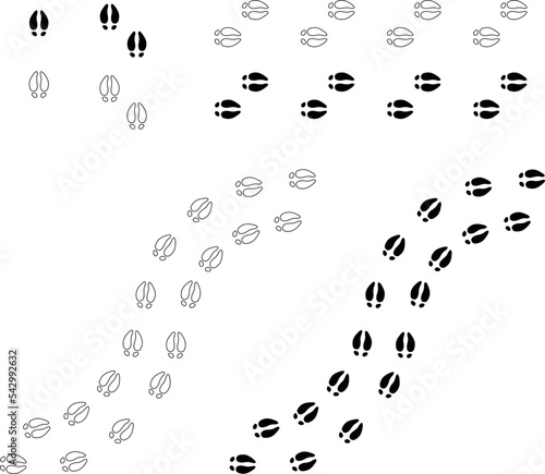 Deer or Reindeer Tracks Clipart - Outline and Silhouette