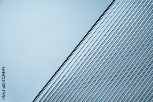 Corrugated transparent pvc sheet background with copy space. Construction design template. photo