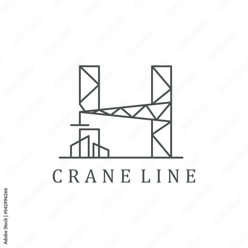 Crane logo with lineart design icon illustration Stock Vector | Adobe Stock