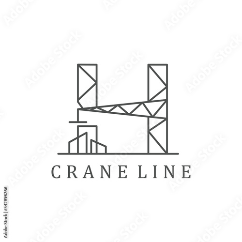 Crane logo with lineart design icon illustration