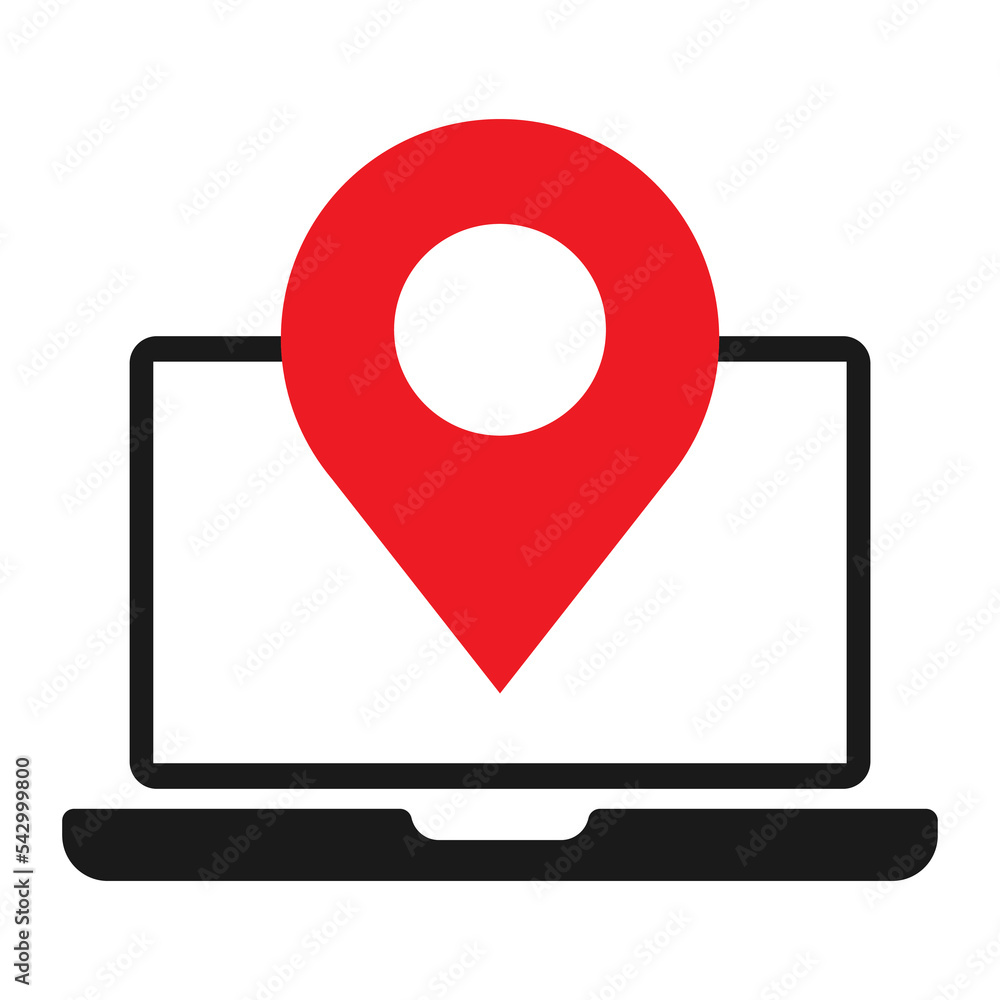 Monitor Location Map Outline icon. Online Map vector illustration. Monitor Location Map Outline icon. Online Map vector illustration.