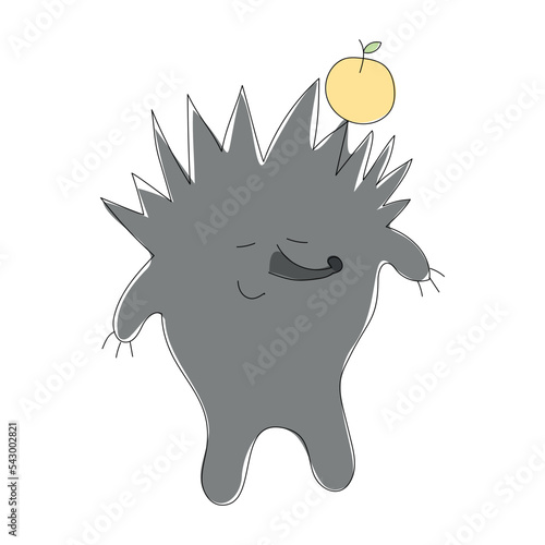 Cute hand drawn sleeping hedgehog. Animal for the design of children's products.