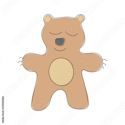 Flat style print for kids. cute cartoon Bear character.