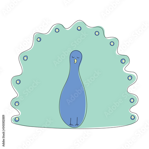 line drawing of pretty peacock.vector illustration