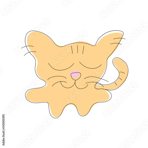Minimal sleeping cat, stylized simple kitten