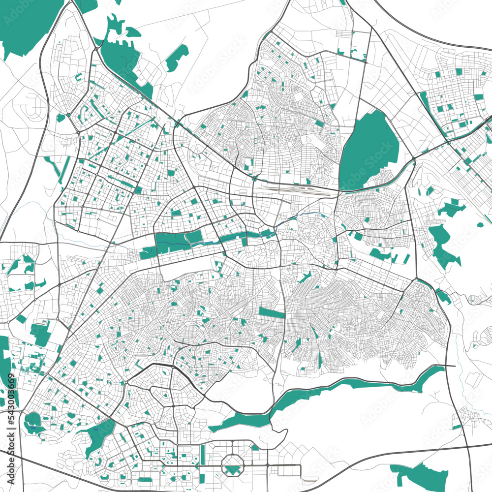 Obraz premium Gaziantep map. Detailed map of Gaziantep city administrative area. Cityscape panorama illustration. Road map with highways, streets, rivers.