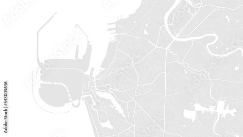 White and light grey Colombo city area vector background map, roads and water illustration. Widescreen proportion, digital flat design.