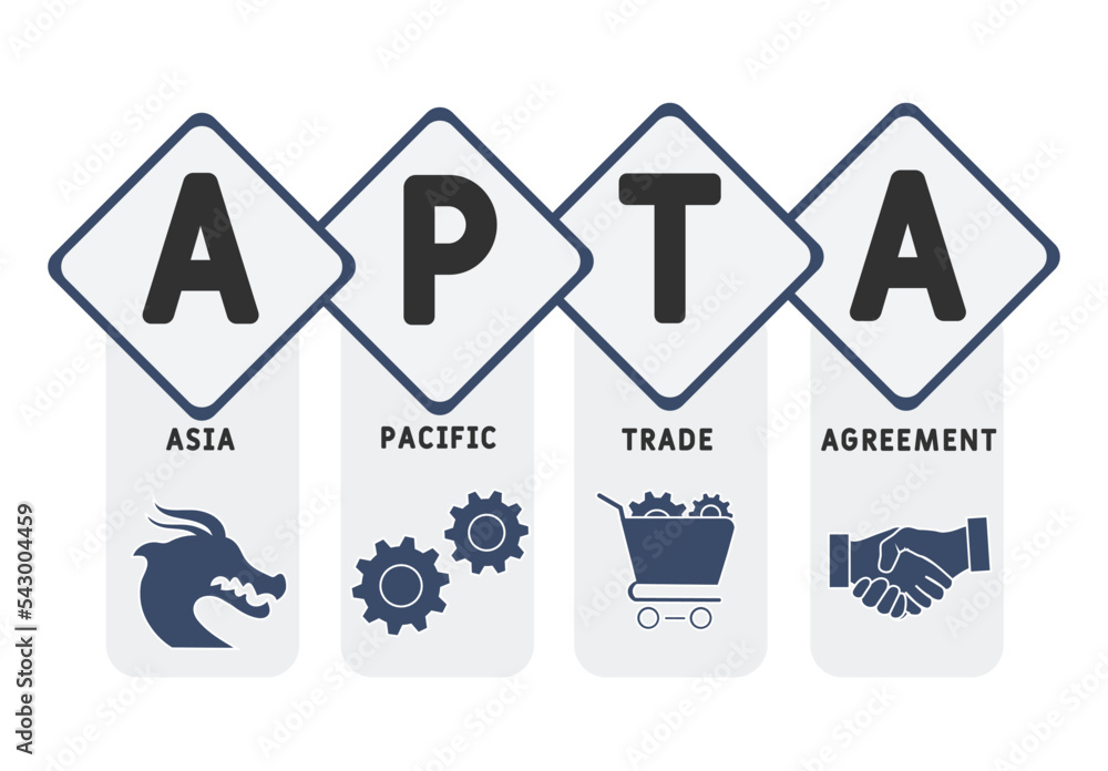 apta - asia pacific trade agreement acronym. business concept background. vector illustration concept with keywords and icons. lettering illustration with icons for web banner, flyer, landing apta - asia pacific trade agreement acronym. business concept background. vector illustration concept with keywords and icons. lettering illustration with icons for web banner, flyer, landing