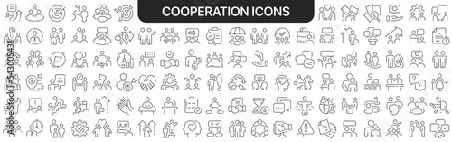 Cooperation icons collection in black. Icons big set for design. Vector linear icons