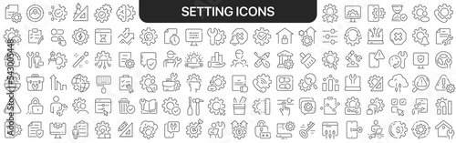 Setting icons collection in black. Icons big set for design. Vector linear icons