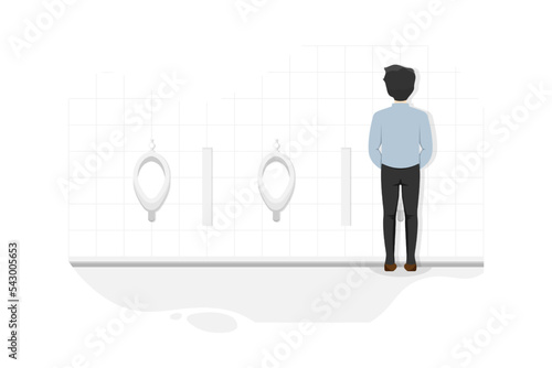 Public toilet for male urination, Vector illustration.