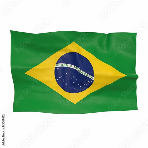 flag of brazil on a white background 3d-rendering