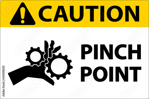 Caution Pinch Point Label Sign On White Background