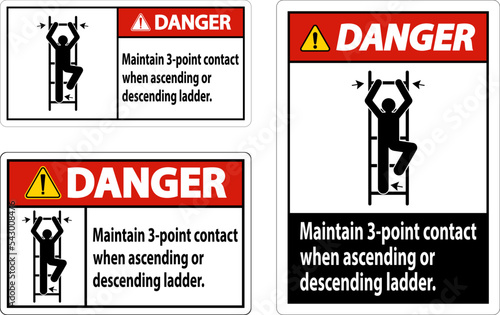 Danger Maintain 3 Point Contact When Ascending Or Descending Ladder
