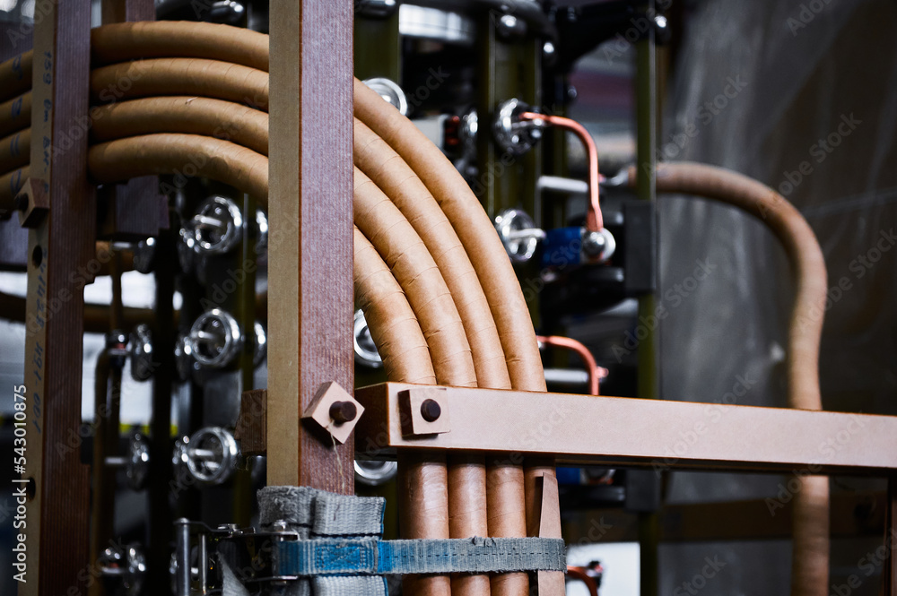 Bus bars of high voltage power transformer with insulation Stock Photo ...