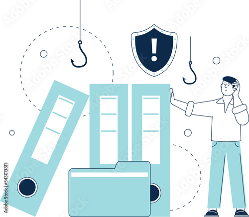 Phishing data protection. Cyber attack. Information theft