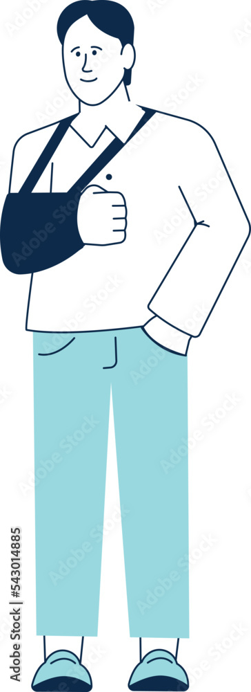 Man with injured hand in bandage. Orthopedic trauma icon Man with injured hand in bandage. Orthopedic trauma icon