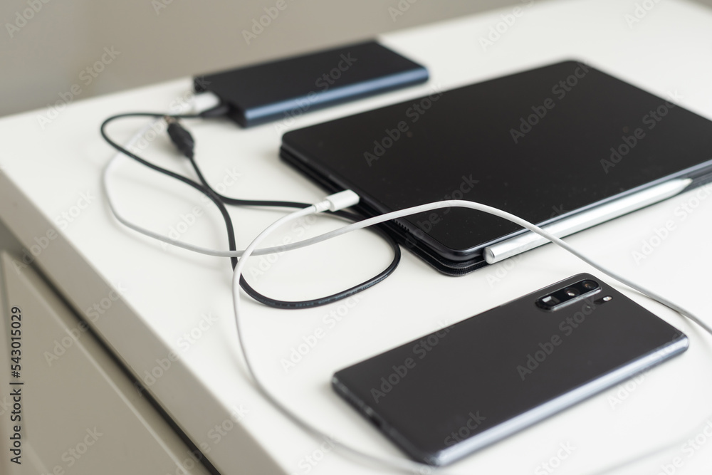 Portable power banks in a charger process Portable power banks in a charger process