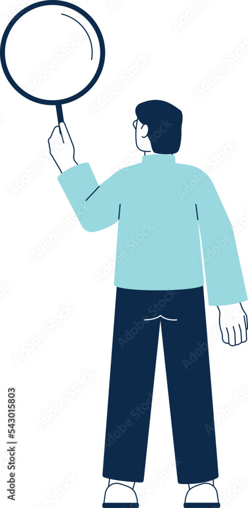 Man looking at magnifying glass. Research icon. Search symbol Man looking at magnifying glass. Research icon. Search symbol