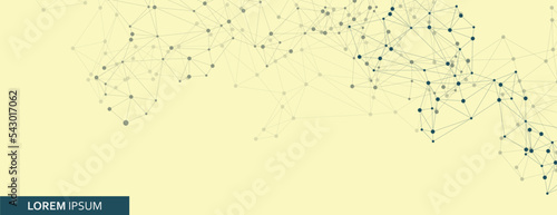 Block chain design. Global network technology concept. Network nodes plexus background. Future perspective backdrop. Connect circle and line elements. Global data vector illustration