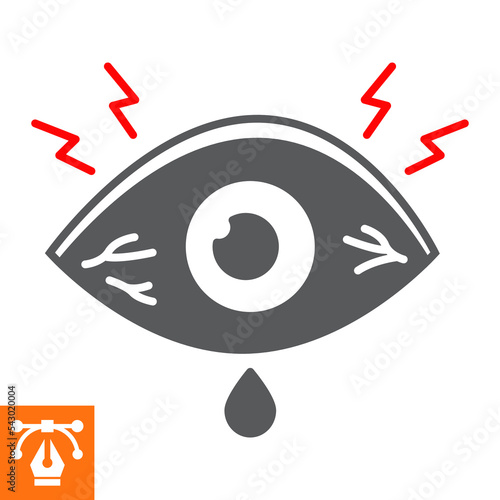 Conjunctivitis solid icon, glyph style icon for web site or mobile app, disease and anatomy, eye pain vector icon, simple vector illustration, vector graphics with editable strokes.