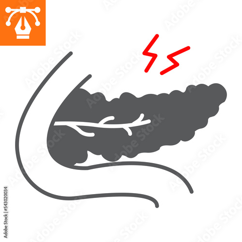 Pancreatitis solid icon, glyph style icon for web site or mobile app, disease and anatomy, pancreas pain vector icon, simple vector illustration, vector graphics with editable strokes.