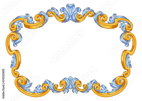 Decorative floral frame in baroque style. Classical curling plant.