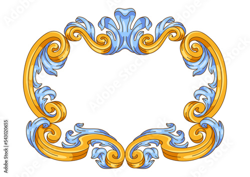 Decorative floral frame in baroque style. Classical curling plant.