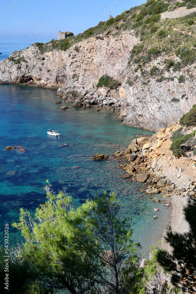 Obraz premium Cala del Gesso, one of the most beautiful beaches in the Argentario archipelago, Tuscany, Italy