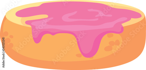 Sponge cake layer with pink icing. Bakery process icon