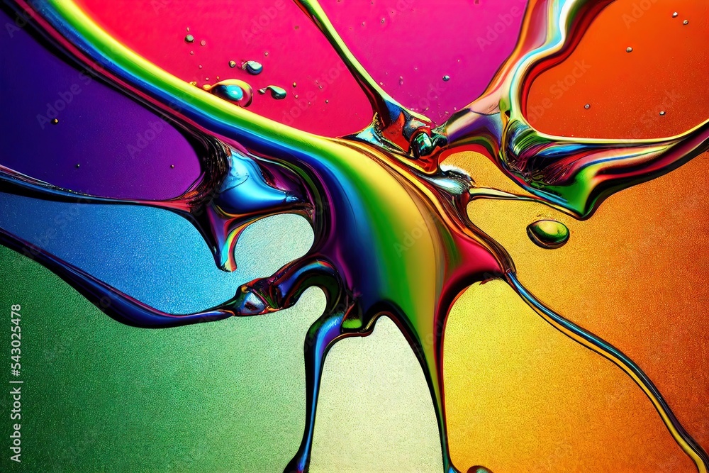 3D rendered computer generated image of a liquid metal rainbow. Bright