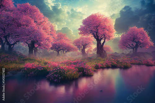 sakura cherry tree blossom in spring, beautiful nature background