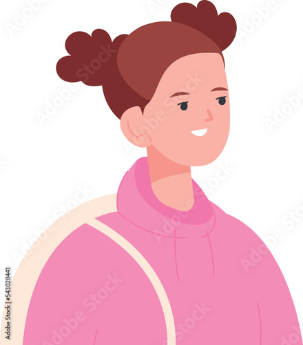 School kid avatar. Pretty smiling girl portrait