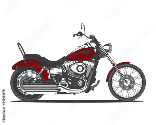 Vector illustration of a motorcycle or bike in vintage style on a white isolated background