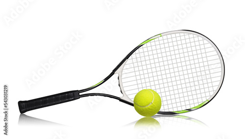 Tennis rackets and ball isolated photo
