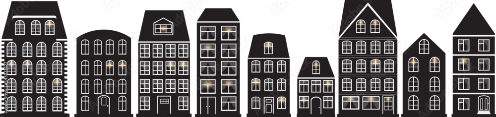 houses, city silhouette design isolated vector