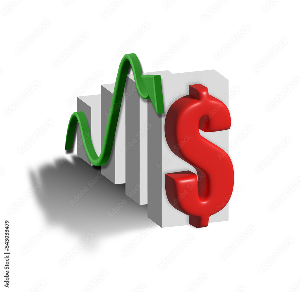 3d graphic, white with red dollar sign for business letter 3d graphic, white with red dollar sign for business letter