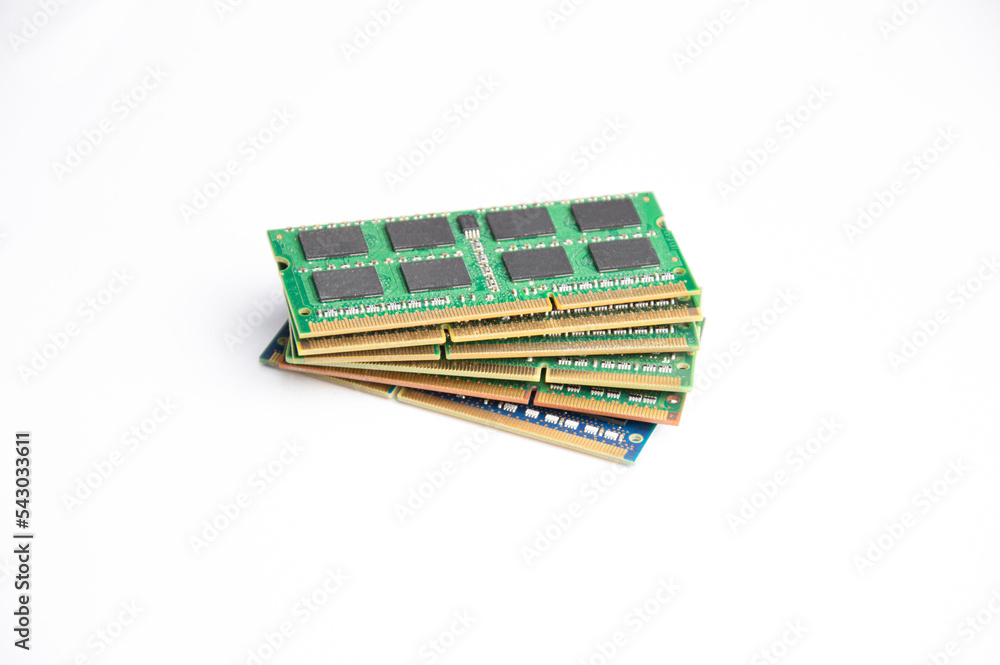 RAM is a hardware device. computer key, ram notebook on white background RAM is a hardware device. computer key, ram notebook on white background