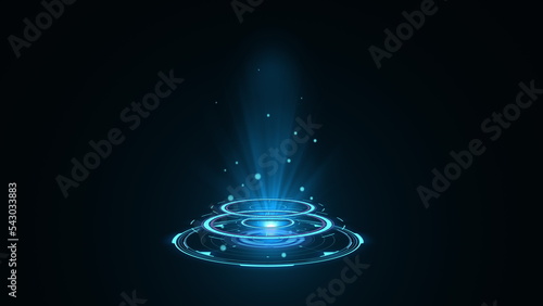 Blue hologram HUD circle interfaces. Digital data network protection, future technology network concept. Excellent for any kind of hi-tec, science, technology or futuristic concept.