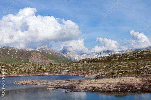 Panoramic view of lake in mountains