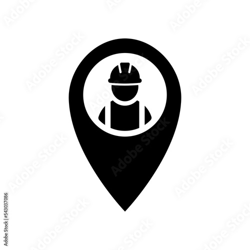 Location icon. Pointer symbol. Pin sign Isolated on white background. Navigation map simbol in flat style. Simple abstract place icon in black. Vector illustration for graphic design, logo, Web, UI, m