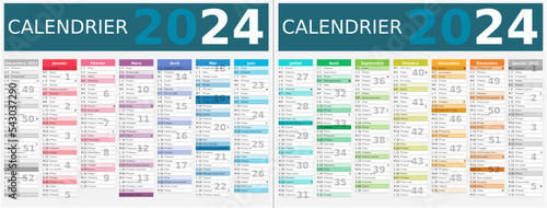 Calendrier 2024 14 mois au format 320 x 420 mm recto verso entièrement modifiable via calques et texte sans serif