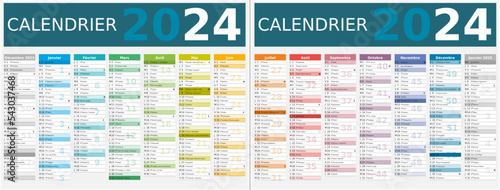 Calendrier 2024 14 mois au format 320 x 420 mm recto verso entièrement modifiable via calques et texte sans serif