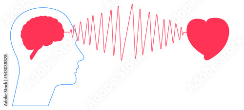 transmits the love in his head to another person. A confused silhouette and a silhouette with a heart. mental health idea concept.