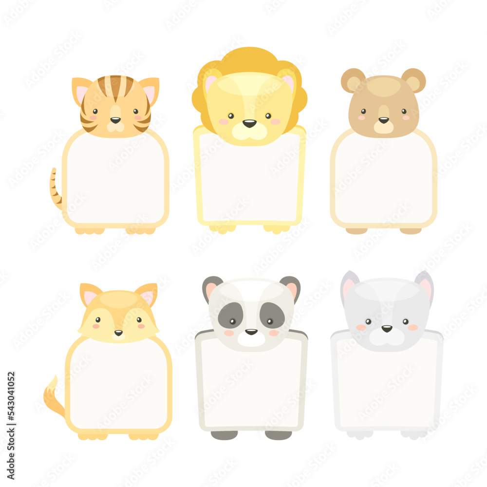 Frames with Animal Heads or Notebook Page for Notes Vector Set Frames with Animal Heads or Notebook Page for Notes Vector Set
