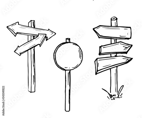 Hand drawing sketch illustration of  a fork in the road